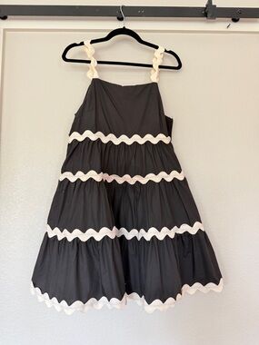 entro Black Mini Dress with White Rick Rack Trim